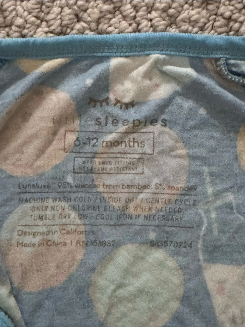 Little Sleepies Blue Milk & Cookies Print Dual Zipper Onesie